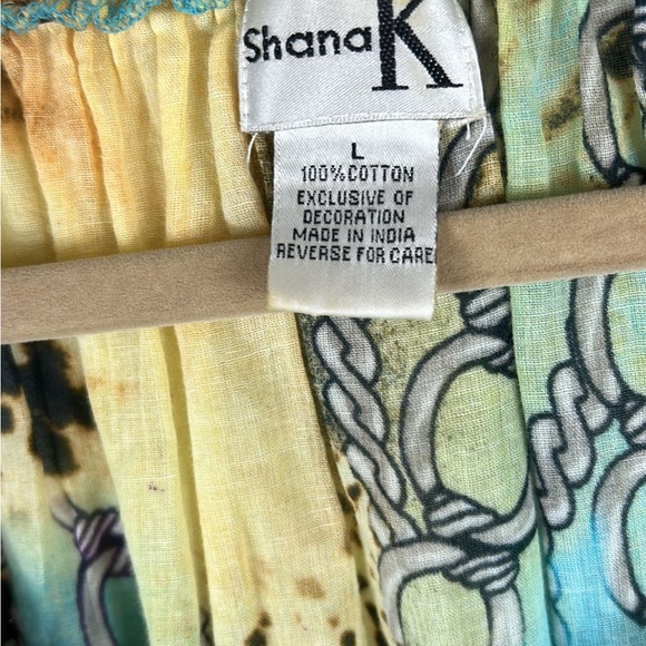 Shana K L Tunic Blouse Woman’s Multicolored Button Down Loose Fitting Ruffled sl - Picture 3 of 8